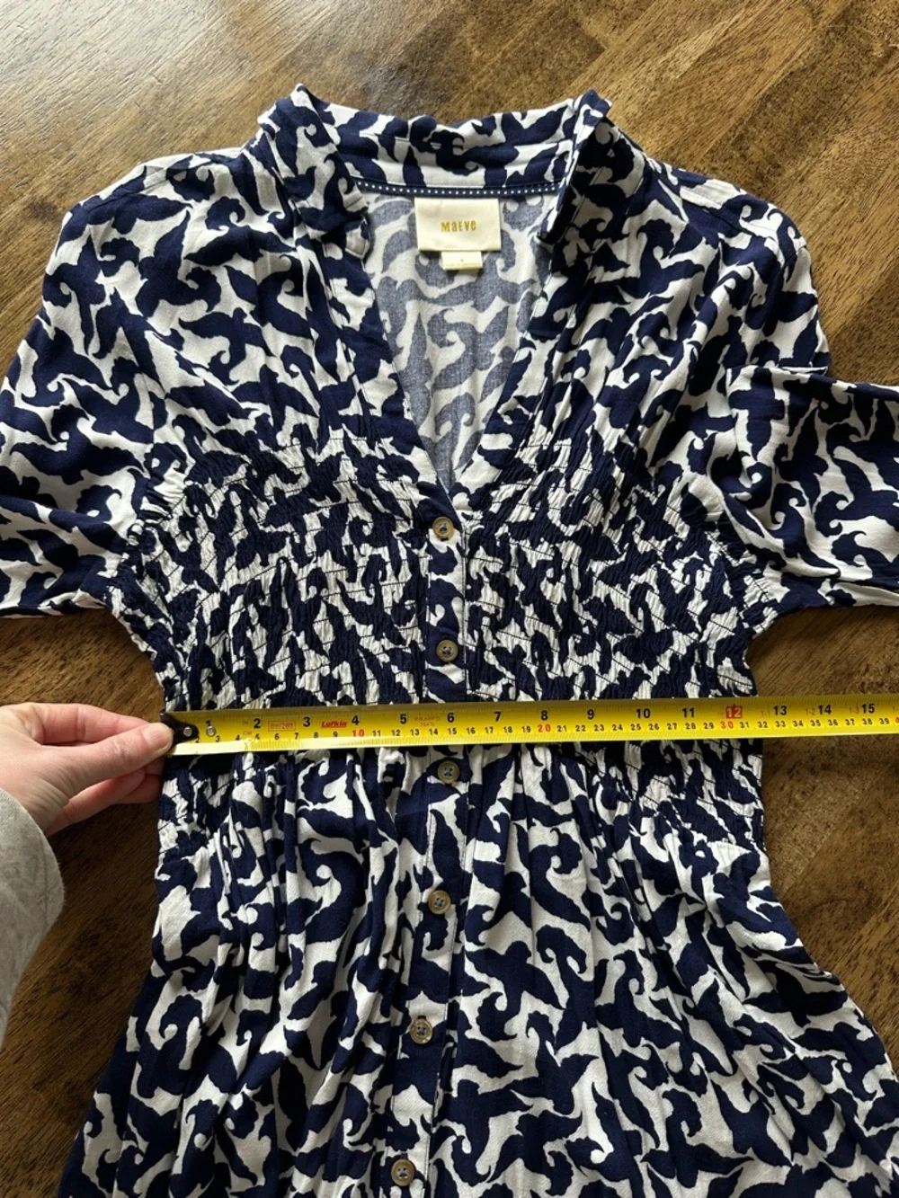 Anthropologie Maeve Alexa Smocked Buttondown Blouse Sz S - Picture 11 of 12